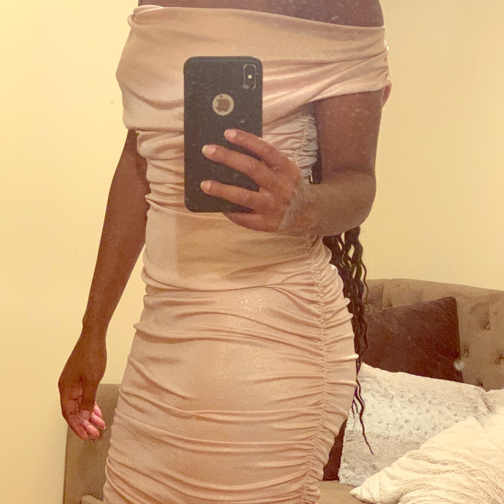 Express Pale Pink Ruched Dress